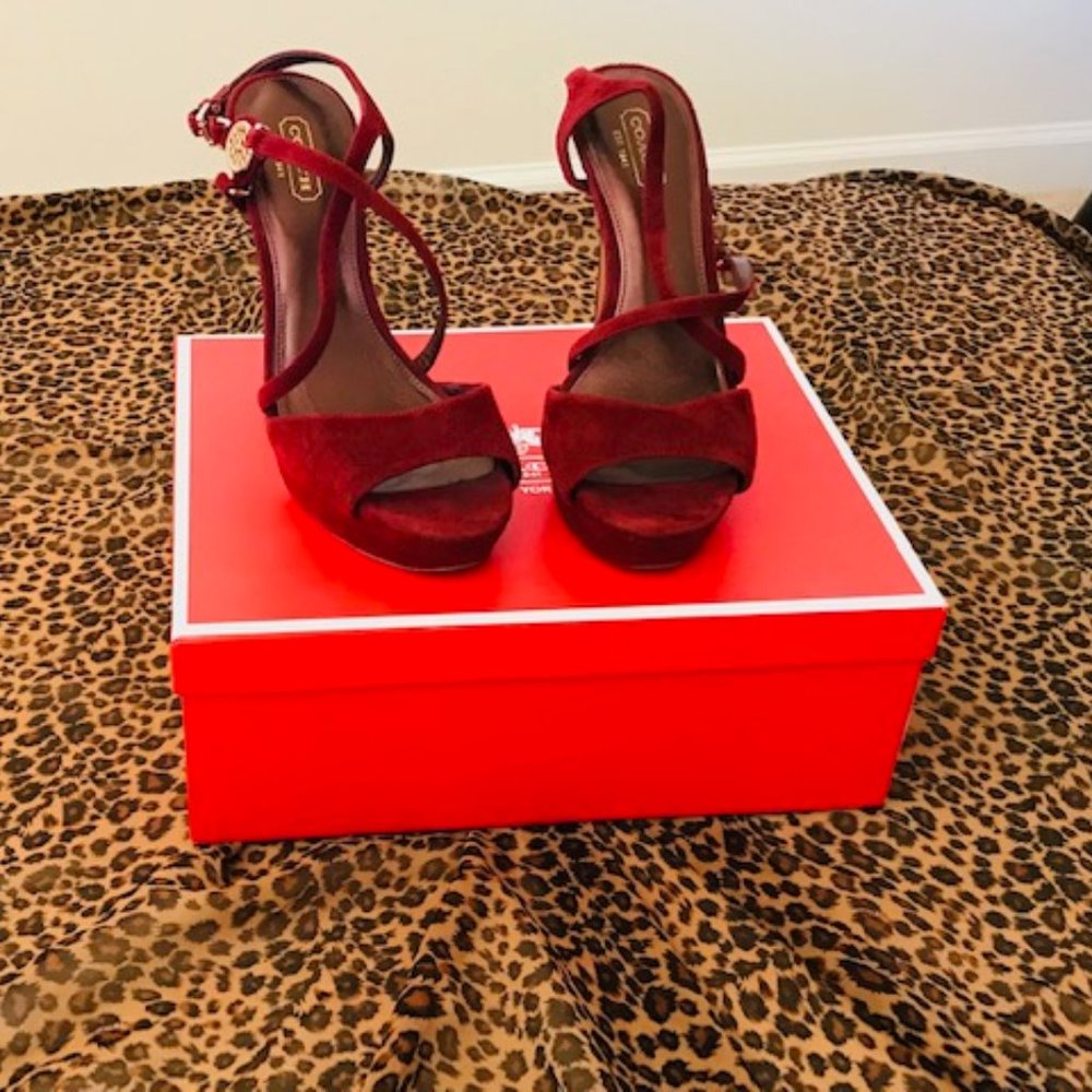 Coach Platform Sandal - Burgundy (Port) Kid Suede